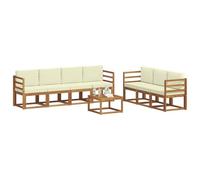 vidaXL Set di divani da esterno con cuscino 8 pcs Naturale e Crema, Divano da Esterno Moderno, Sezionale da Giardino, Lounge Patio Durevole, Set Comodo per il Relax in Terrazza