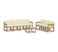 vidaXL Set di divani da esterno con cuscino 8 pcs Naturale e Crema, Divano da Esterno Moderno, Sezionale da Giardino, Lounge Patio Durevole, Set Comodo per il Relax in Terrazza