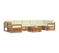 vidaXL Set di divani da esterno con cuscino 8 pcs Naturale e Crema, Divano da giardino, mobili modulari, seduta resistente, lounge moderna per patio, set comodo per terrazzi