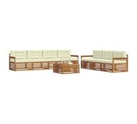 vidaXL Set di divani da esterno con cuscino 8 pcs Naturale e Crema, Divano da giardino, set moderno per esterni, sezionale resistente, posti in terrazza, mobile comfy