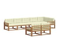vidaXL Set di divani da esterno con cuscino 8 pcs Naturale e Crema, Divano in Legno di Acacia, Mobili da Esterno Moderni, Set di Lounge per Giardino, Divano da Patio Durevole, Seduta Versatile a Bord