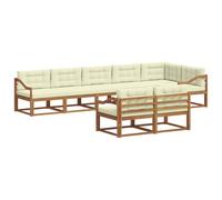 vidaXL Set di divani da esterno con cuscino 8 pcs Naturale e Crema, Divano in Legno di Acacia, Mobili da Esterno Moderni, Set di Lounge per Giardino, Divano da Patio Durevole, Seduta Versatile a Bord