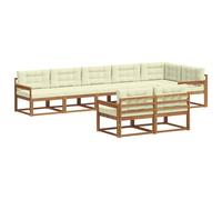 vidaXL Set di divani da esterno con cuscino 8 pcs Naturale e Crema, Divano in Legno di Acacia, Mobili da Esterno Moderni, Set di Lounge per Giardino, Divano da Patio Durevole, Seduta Versatile a Bord