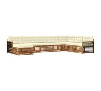 vidaXL Set di divani da esterno con cuscino 8 pcs Naturale e Crema, Divano Lounge da Giardino, Mobili Sezionali Resistenti, Per Patio, Set di Arredo Terrazza
