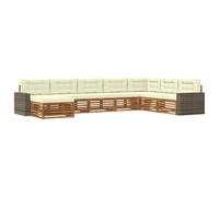 vidaXL Set di divani da esterno con cuscino 8 pcs Naturale e Crema, Divano Lounge da Giardino, Mobili Sezionali Resistenti, Per Patio, Set di Arredo Terrazza