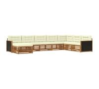 vidaXL Set di divani da esterno con cuscino 8 pcs Naturale e Crema, Divano moderno da esterno, arredamento sezionale, relax in terrazza, set comodo per il patio