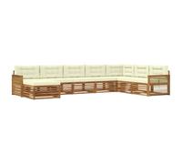 vidaXL Set di divani da esterno con cuscino 8 pcs Naturale e Crema, Divano Lounge da Giardino, Mobili Sezionali Resistenti, Per Patio, Set di Arredo Terrazza