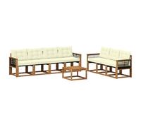 vidaXL Set di divani da esterno con cuscino 8 pcs Naturale e Crema, Divano moderno da giardino, pratico set sezione esterna, lounge patio, sedute per il comfort