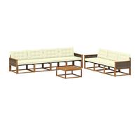 vidaXL Set di divani da esterno con cuscino 8 pcs Naturale e Crema, Divano da esterno, moderno set sezionale per patio, arredamento resistente per giardino e relax in terrazza