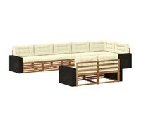 vidaXL Set di divani da esterno con cuscino 8 pcs Naturale e Crema, Divano moderno in acacia, set esterno per terrazza, angolo relax in giardino e modularità senza pari