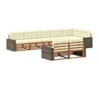 vidaXL Set di divani da esterno con cuscino 8 pcs Naturale e Crema, Divano moderno in acacia, set esterno per terrazza, angolo relax in giardino e modularità senza pari