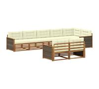 vidaXL Set di divani da esterno con cuscino 8 pcs Naturale e Crema, Divano moderno in acacia, set esterno per terrazza, angolo relax in giardino e modularità senza pari