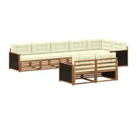 vidaXL Set di divani da esterno con cuscino 8 pcs Naturale e Crema, Divano moderno in acacia, set esterno per terrazza, angolo relax in giardino e modularità senza pari