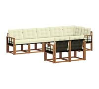 vidaXL Set di divani da esterno con cuscino 8 pcs Naturale e Crema, Divano moderno per esterni, set sezionale per giardino, lounge patio, arredamento resistente e confortevole