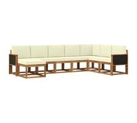 vidaXL Set di divani da esterno con cuscino 8 pcs Naturale e Crema, Giardino, Divano da esterno moderno, Set di mobili sectional, Sedute da patio durevoli, Terrazza per il comfort
