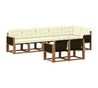 vidaXL Set di divani da esterno con cuscino 8 pcs Naturale e Crema, Divano Sezionale da Giardino, comodo e resistente, perfetto per patio, terrazza e relax all'aperto