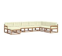 vidaXL Set di divani da esterno con cuscino 8 pcs Naturale e Crema, Divano Sezionale Moderno in Acacia, Mobili da Giardino, Relax nel Patio, Comfort per il Tuo Giardino