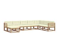 vidaXL Set di divani da esterno con cuscino 8 pcs Naturale e Crema, Divano Sezionale Moderno in Acacia, Mobili da Giardino, Relax nel Patio, Comfort per il Tuo Giardino