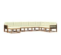vidaXL Set di divani da esterno con cuscino 8 pcs Naturale e Crema, Divano Sezionale Moderno in Acacia, Mobili da Giardino, Relax nel Patio, Comfort per il Tuo Giardino