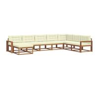 vidaXL Set di divani da esterno con cuscino 8 pcs Naturale e Crema, Divano Sezionale Moderno in Acacia, Mobili da Giardino, Relax nel Patio, Comfort per il Tuo Giardino