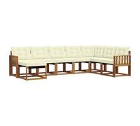 vidaXL Set di divani da esterno con cuscino 8 pcs Naturale e Crema, Divano Sezionale Moderno per Giardino, Set Lounge Esterno, Mobili da Patio, Comoda Soluzione per Sedersi