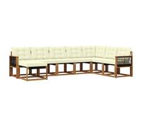 vidaXL Set di divani da esterno con cuscino 8 pcs Naturale e Crema, Divano Sezionale Moderno per Giardino, Set Lounge Esterno, Mobili da Patio, Comoda Soluzione per Sedersi