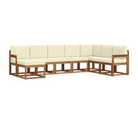 vidaXL Set di divani da esterno con cuscino 8 pcs Naturale e Crema, Giardino, Divano da esterno moderno, Set di mobili sectional, Sedute da patio durevoli, Terrazza per il comfort