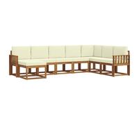 vidaXL Set di divani da esterno con cuscino 8 pcs Naturale e Crema, Giardino, Divano da esterno moderno, Set di mobili sectional, Sedute da patio durevoli, Terrazza per il comfort