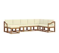 vidaXL Set di divani da esterno con cuscino 8 pcs Naturale e Crema, Giardino, Divano da esterno moderno, Set di mobili sectional, Sedute da patio durevoli, Terrazza per il comfort
