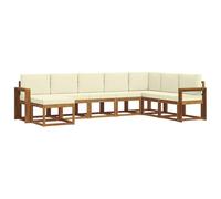 vidaXL Set di divani da esterno con cuscino 8 pcs Naturale e Crema, Giardino, Divano da esterno moderno, Set di mobili sectional, Sedute da patio durevoli, Terrazza per il comfort