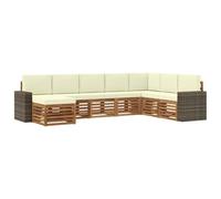vidaXL Set di divani da esterno con cuscino 8 pcs Naturale e Crema, Mobili da Giardino, Divano Moderno per Esterni, Set per Patio, Lounge Terrazza, Comfort Resistente