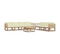 vidaXL Set di divani da esterno con cuscino 8 pcs Naturale e Crema