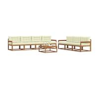 vidaXL Set di divani da esterno con cuscino 8 pcs Naturale e Crema, Mobili da giardino in acacia, divano moderno all'aperto, set sezionale resistente, lounge vicino alla piscina