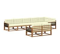 vidaXL Set di divani da esterno con cuscino 8 pcs Naturale e Crema, Set da giardino, divano moderno, resistente alle intemperie, perfetto per il patio, relax in giardino