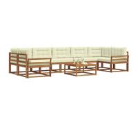 vidaXL Set di divani da esterno con cuscino 8 pcs Naturale e Crema, Set di divani da esterno in legno di acacia, mobili da giardino moderni, posti a sedere modulari per lounge in patio e giardino, st