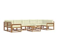 vidaXL Set di divani da esterno con cuscino 8 pcs Naturale e Crema, Set di divani da esterno in legno di acacia, mobili da giardino moderni, posti a sedere modulari per lounge in patio e giardino, st