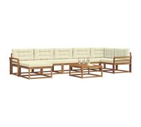 vidaXL Set di divani da esterno con cuscino 8 pcs Naturale e Crema, Set di divani da giardino, mobili da esterno moderni, in legno di acacia, comodi per lounge e aree a bordo piscina