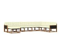 vidaXL Set di divani da esterno con cuscino 8 pcs Naturale e Crema, Set di divani da giardino moderni, legno di acacia resistente, comodi lettini, arredo esterno per vivere con stile