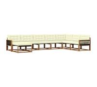 vidaXL Set di divani da esterno con cuscino 8 pcs Naturale e Crema, Set di divani da giardino moderni, legno di acacia resistente, comodi lettini, arredo esterno per vivere con stile