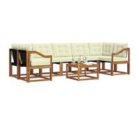 vidaXL Set di divani da esterno con cuscino 8 pcs Naturale e Crema, Set di divani moderni per esterni, lounge giardino resistente, posti a sedere in patio, ensemble per il giardino