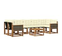 vidaXL Set di divani da esterno con cuscino 8 pcs Naturale e Crema, Set di divani moderni per esterni, lounge giardino resistente, posti a sedere in patio, ensemble per il giardino