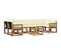 vidaXL Set di divani da esterno con cuscino 8 pcs Naturale e Crema, Set di divani moderni per esterni, lounge giardino resistente, posti a sedere in patio, ensemble per il giardino