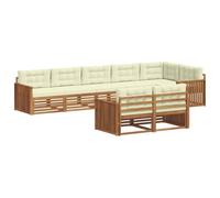 vidaXL Set di divani da esterno con cuscino 8 pcs Naturale e Crema, Set di divani modulari da esterno, lounge resistente, arredo in acacia, posti moderni per il patio
