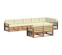 vidaXL Set di divani da esterno con cuscino 8 pcs Naturale e Crema, Set di divani modulari da esterno, lounge resistente, arredo in acacia, posti moderni per il patio
