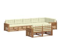 vidaXL Set di divani da esterno con cuscino 8 pcs Naturale e Crema, Set di divani modulari da esterno, lounge resistente, arredo in acacia, posti moderni per il patio