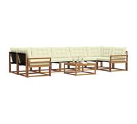vidaXL Set di divani da esterno con cuscino 8 pcs Naturale e Crema, Set di divani modulari eleganti per esterni, mobili da giardino resistenti al tempo, per un terrazzo comodo