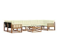 vidaXL Set di divani da esterno con cuscino 8 pcs Naturale e Crema, Set di divani modulari eleganti per esterni, mobili da giardino resistenti al tempo, per un terrazzo comodo