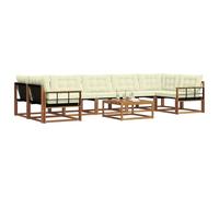 vidaXL Set di divani da esterno con cuscino 8 pcs Naturale e Crema, Set di divani modulari eleganti per esterni, mobili da giardino resistenti al tempo, per un terrazzo comodo