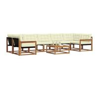 vidaXL Set di divani da esterno con cuscino 8 pcs Naturale e Crema, Set di divani modulari eleganti per esterni, mobili da giardino resistenti al tempo, per un terrazzo comodo