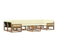vidaXL Set di divani da esterno con cuscino 8 pcs Naturale e Crema, Set di divani modulari eleganti per esterni, mobili da giardino resistenti al tempo, per un terrazzo comodo